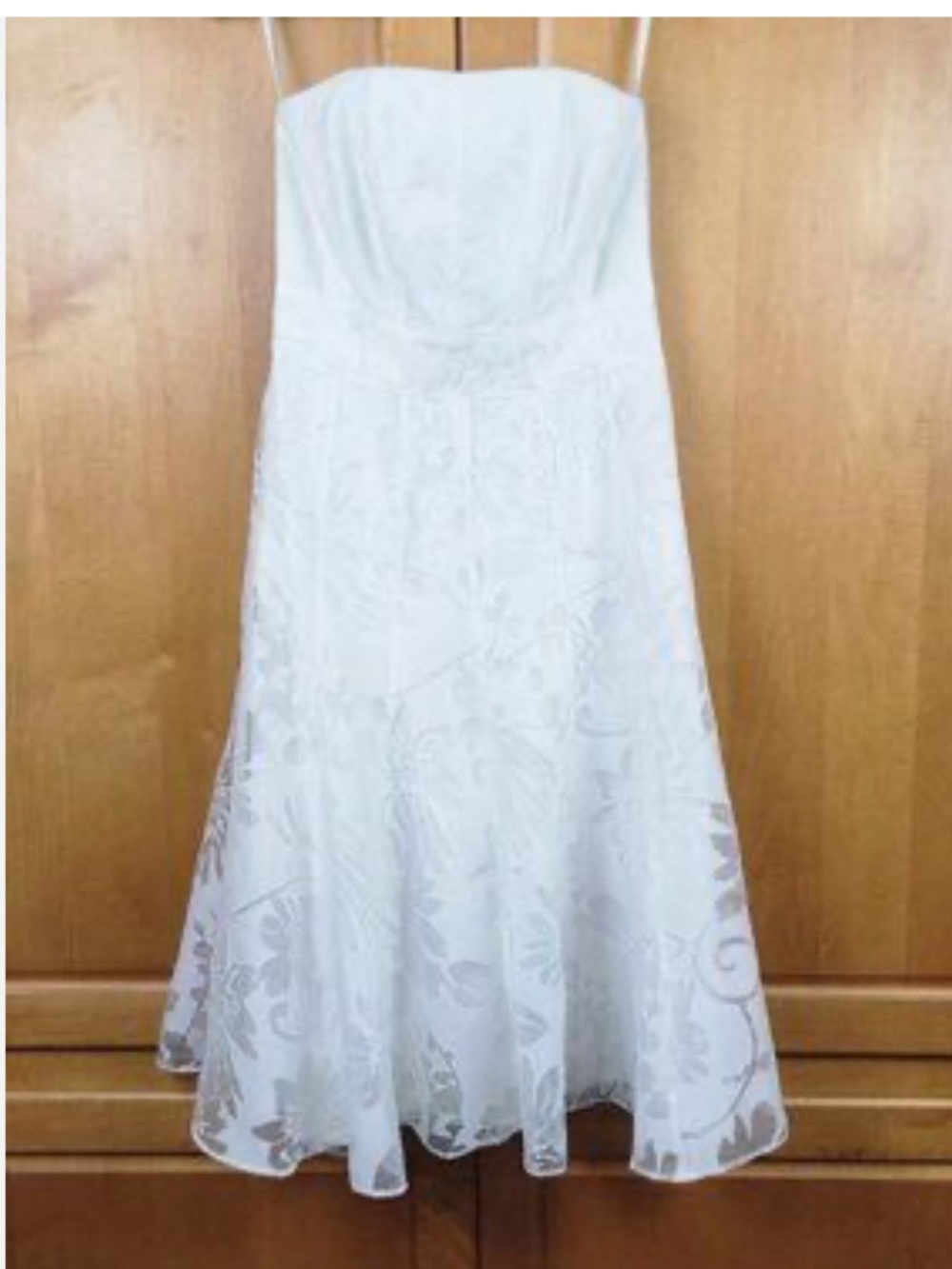 White House Black MARKET 00 Strapless A-Line Floral Lace Dress